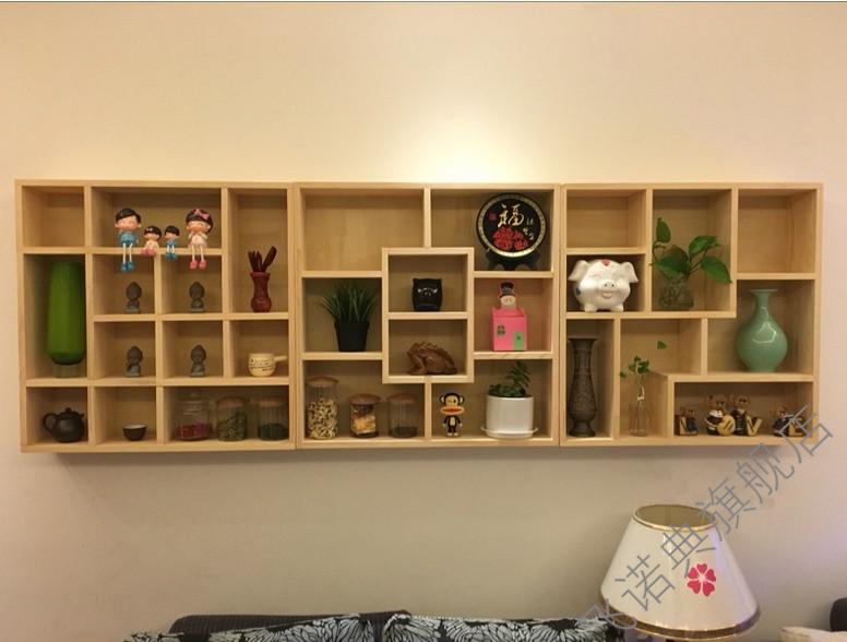 【好货】实木格子架墙上置物架壁挂收纳柜茶壶展示架小饰品创意格子铺
