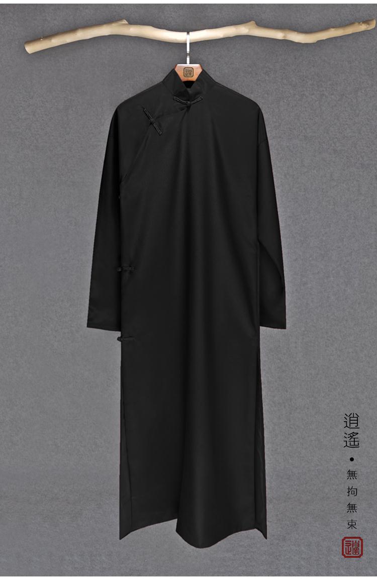 aex民国风男士长衫中式男装马褂长袖先生复古唐装相声长袍大褂演出服