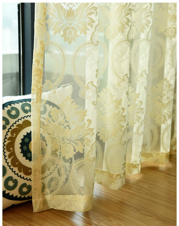 网纱沙帘镂空布料门帘短款蕾丝窗帘布纱遮帘宿舍窗帘女生遮光米黄色宽