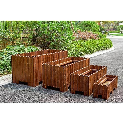 可移动花箱防腐木花箱可移动户外长方形庭院花槽室外木质花池花盆阳台