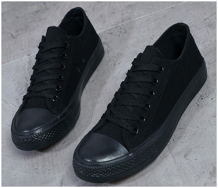 帆布鞋男韩版潮流百搭休闲板鞋低邦学生透气平底球鞋低帮黑色44男款