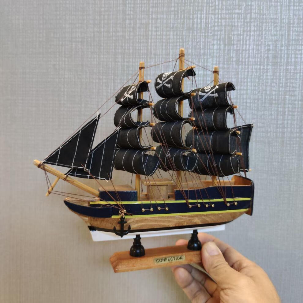 甄萌加勒比海盗手办实木帆船模型黑珍珠号船模加勒比海盗船创意工艺船