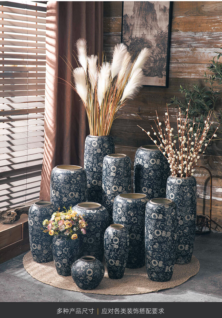 陶瓷落地大花瓶别墅酒店样板间民俗装饰品文艺复古日式摆件台面小号