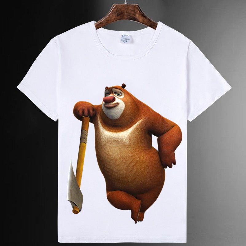 肯昔 搞笑衣服男熊出没电影周边t恤光头强熊大熊二吉吉国王男女短袖