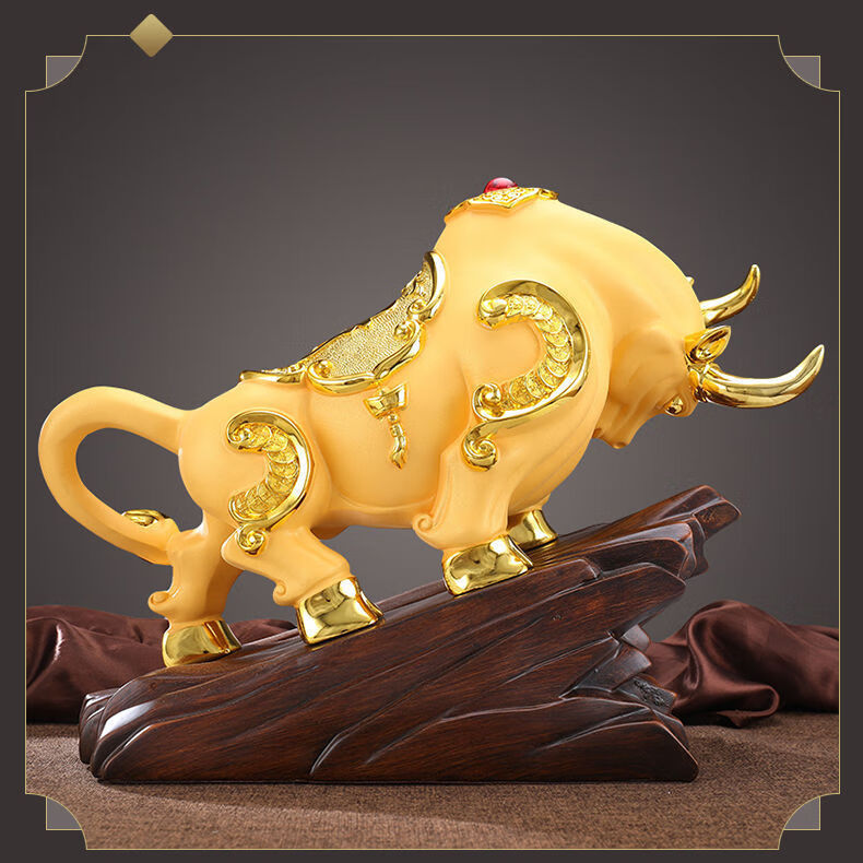 金牛摆件镇i宅客厅家居办公室桌面商务开业礼品新年吉祥物 【聚宝盆款