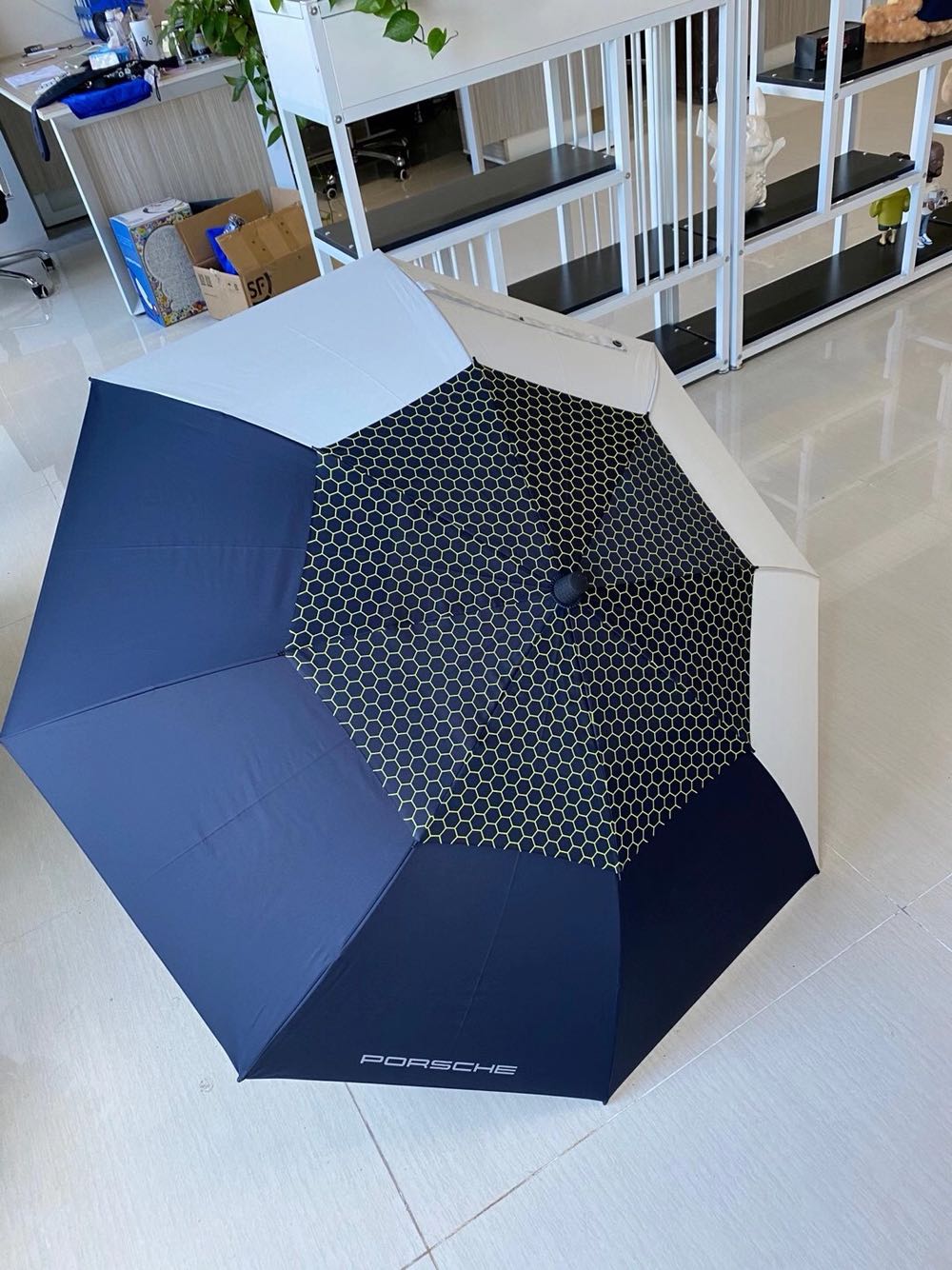 适用于保时捷车主全自动雨伞双层防晒双人长直柄三折伞高尔夫伞店礼品