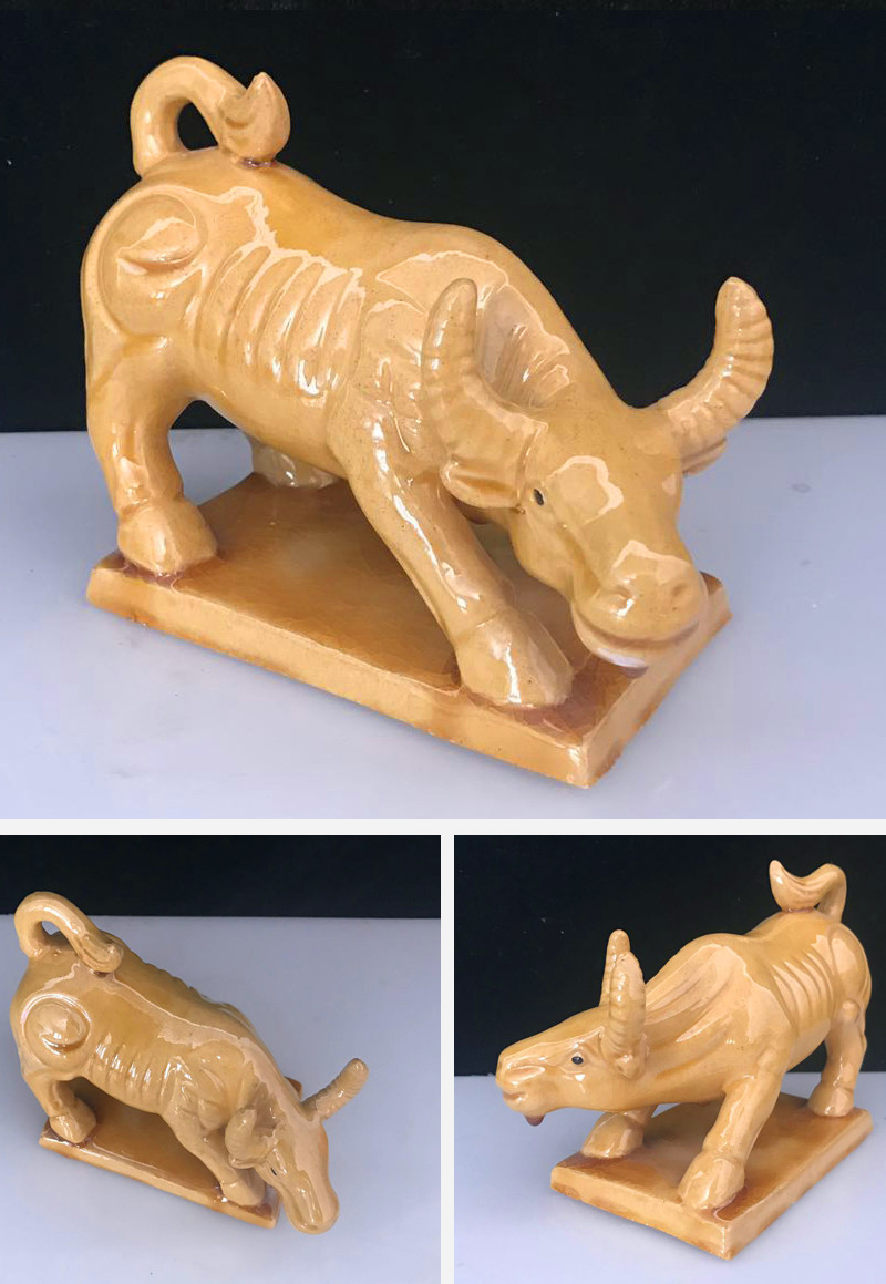 办公室招财生财摆件瓷黄牛摆件陶瓷家居客厅电视柜饰品大小水牛办公室