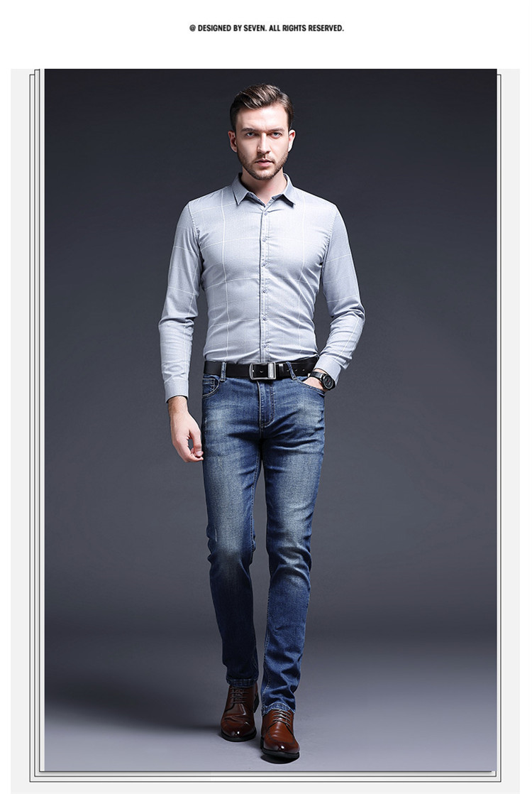 罗威凯狮 牛仔裤男春秋季青年时尚透气裤子休闲修身弹力长裤男生男士