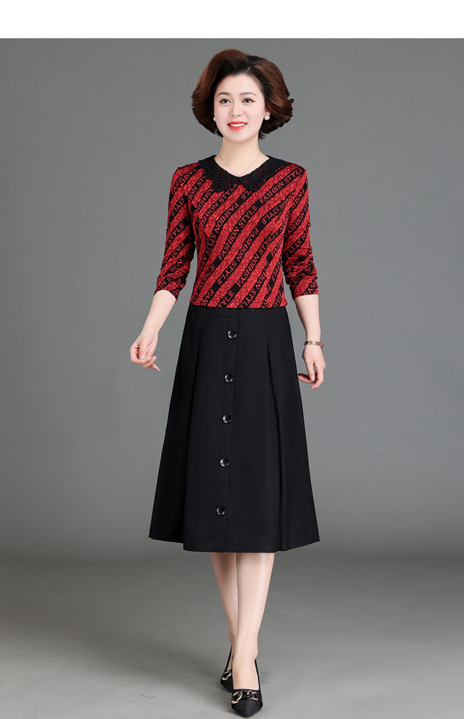 恒源祥中年妈妈春装套装裙2022春秋新款中老年大号女装时尚洋气减龄