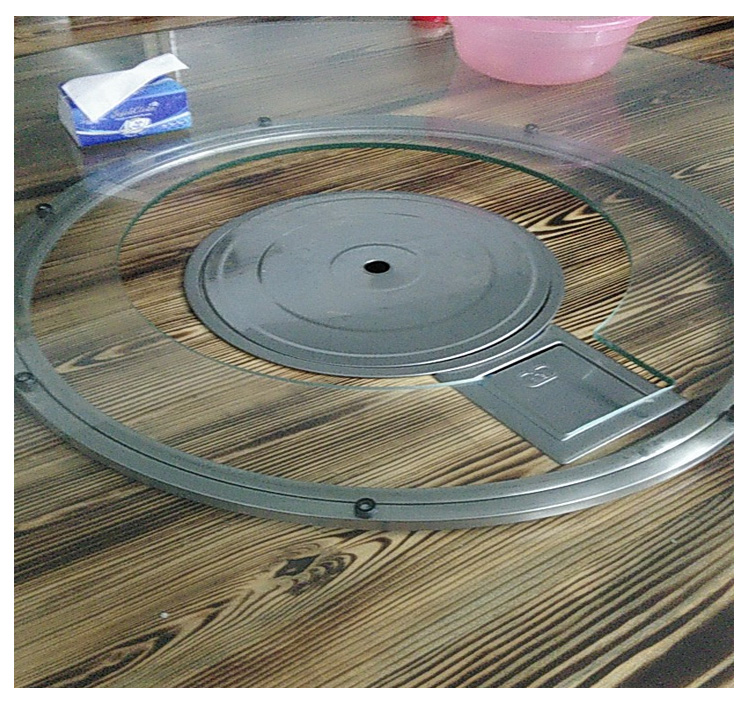 圆桌转盘底座餐桌玻璃转盘圆桌钢化玻璃空心火锅玻璃转盘旋转底座饭桌