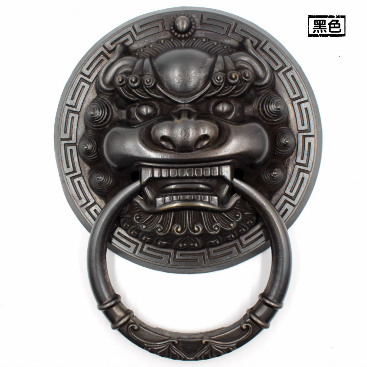 兽头门环拉手古铜实木仿古铜拉手庭院大门兽面虎头中式仿古把手 直径