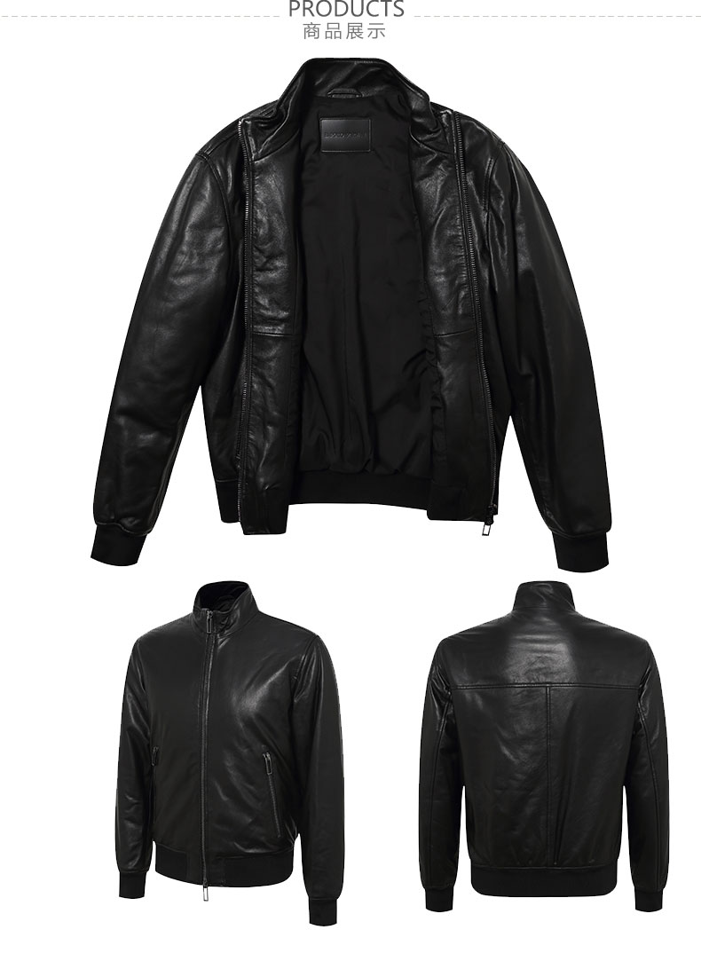 阿玛尼(armani)男士秋冬百搭皮衣外套21年新品奢侈品男装 564墨绿色