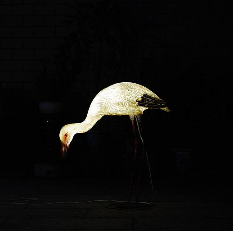 不锈钢仙鹤雕塑仿真白鹳雕塑白鹤摆件玻璃钢水池塘白鹭装饰园林别墅