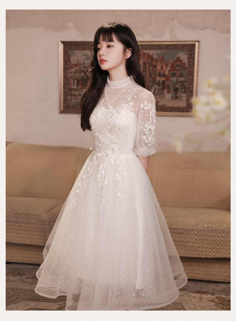 成人礼礼服女学生法式晚礼服女声乐艺考大气显瘦白色小个子轻奢森系