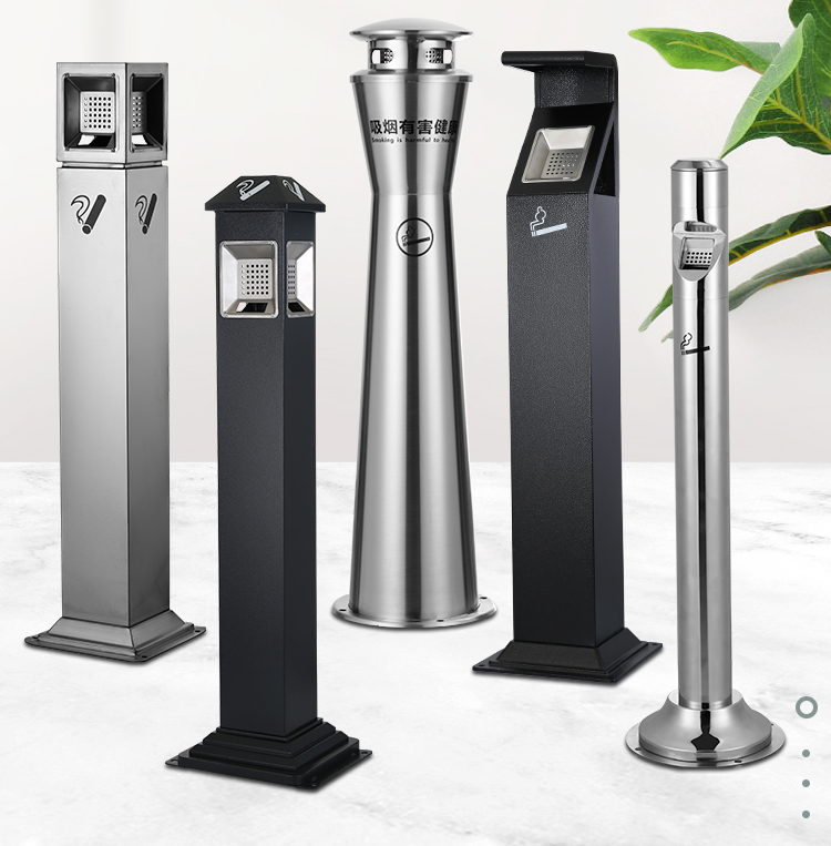 户外不锈钢立式烟灰柱酒店烟蒂柱灭烟垃圾桶吸烟区烟头收集器定制gpx