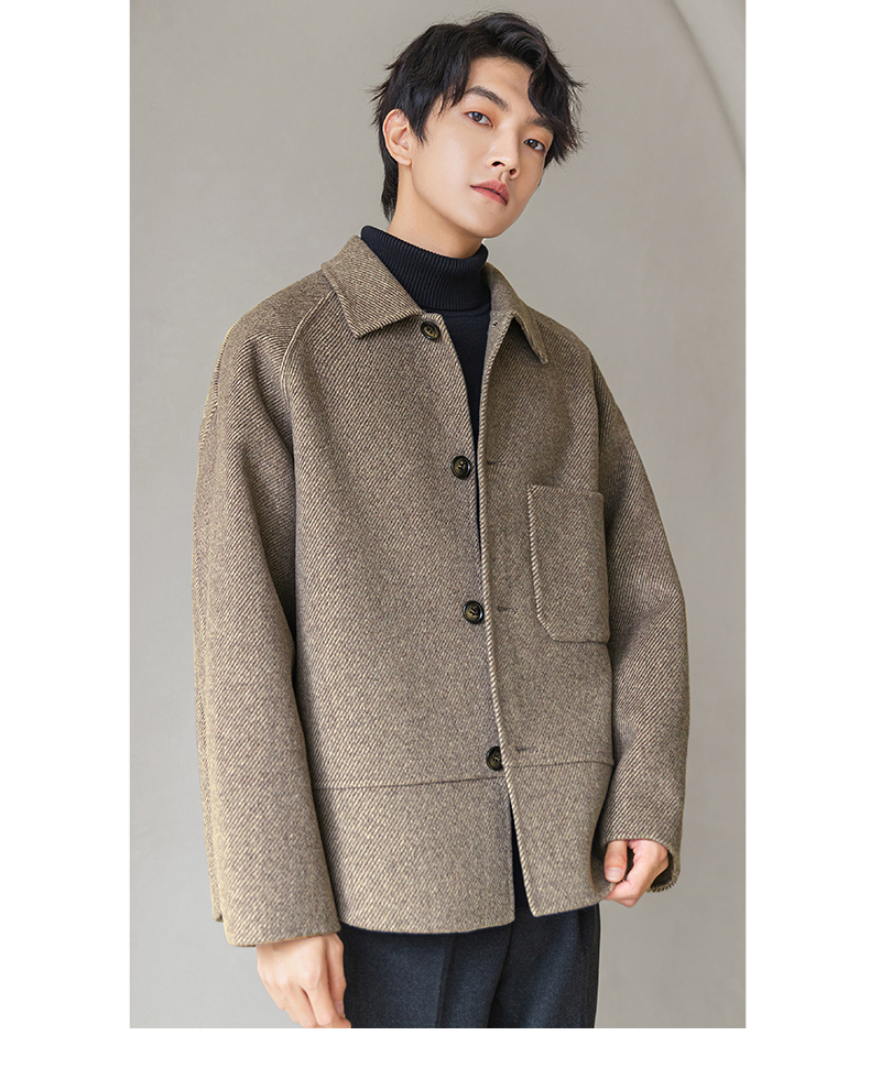 isa ck j轻奢侈品牌高档潮牌男士毛呢夹克外套短款休闲百搭潮流帅气秋