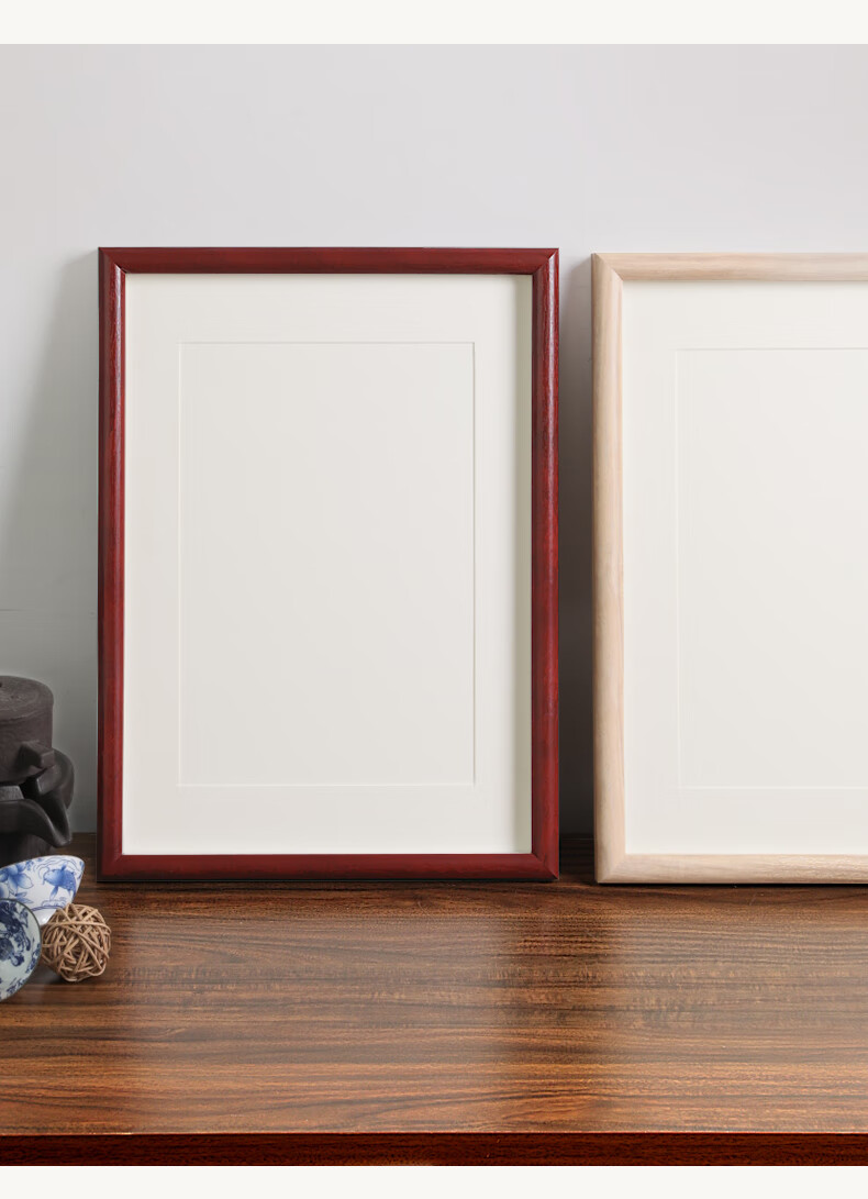 实木书法相框空白书画框裱画框diy字画装饰裱框毛笔字定制摆台良米兮