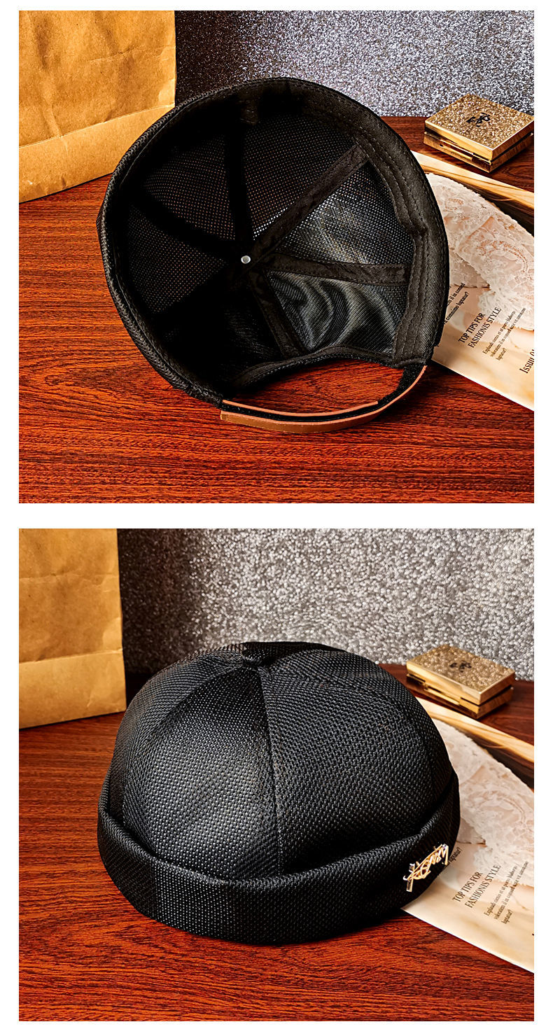 植蔓新品地主帽眼地主帽子男士夏天透气潮牌瓜皮帽春秋季薄款无檐流氓