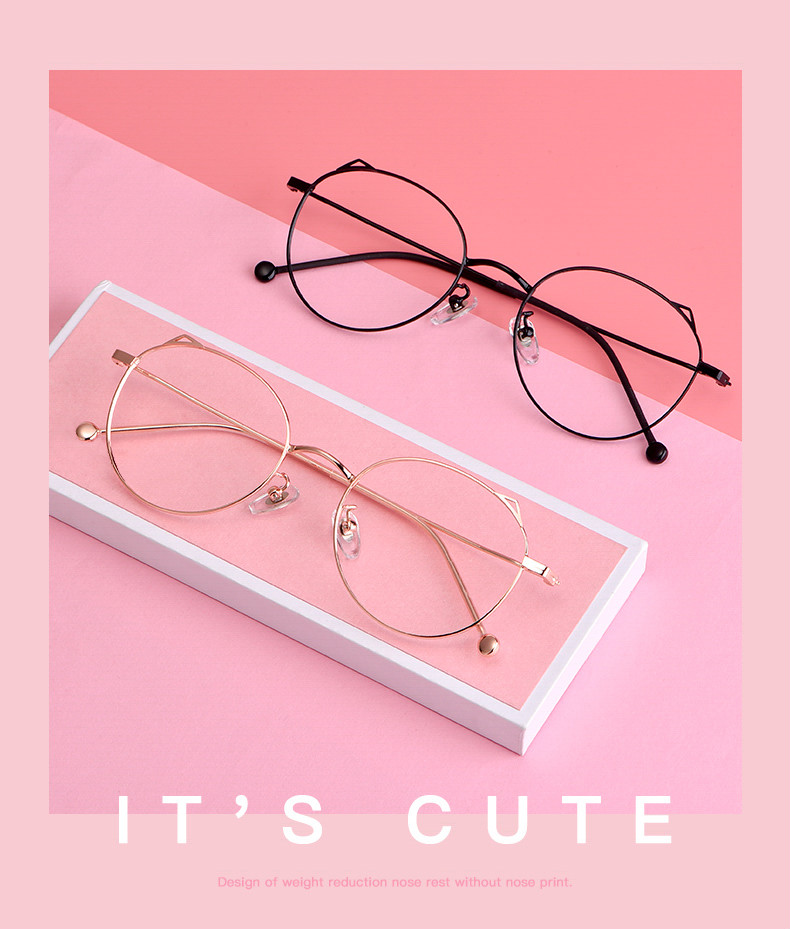 感光变色眼镜女镜墨镜有度数韩版潮粉色网红太阳镜女玫瑰金无度数变粉