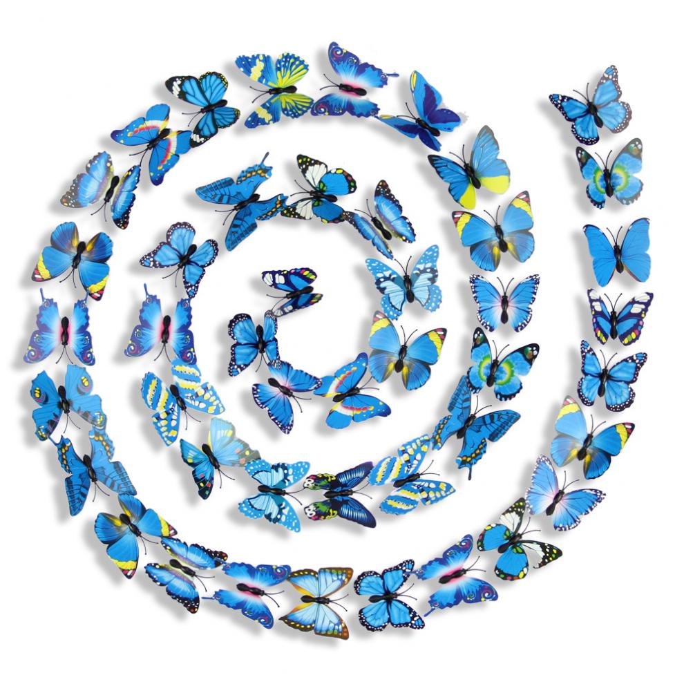 苏茂仿真立体蝴蝶3d双层蝴蝶客厅窗帘花店婚庆装饰品大红10只