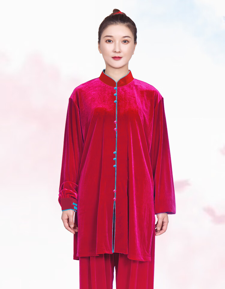 幂范西春秋冬新款太极服女套装中长款飘逸加厚保暖金丝绒秋冬季太极拳