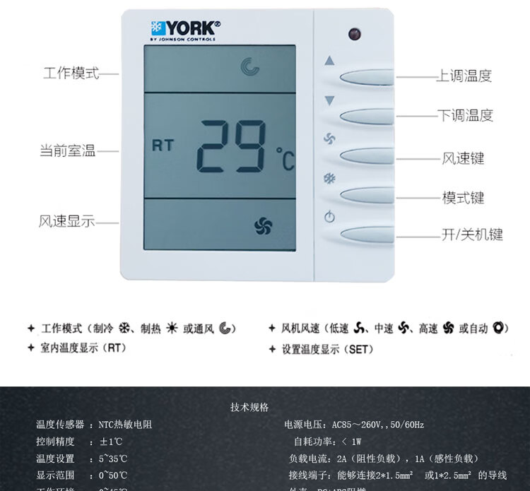 约克新风面板标识图解图片