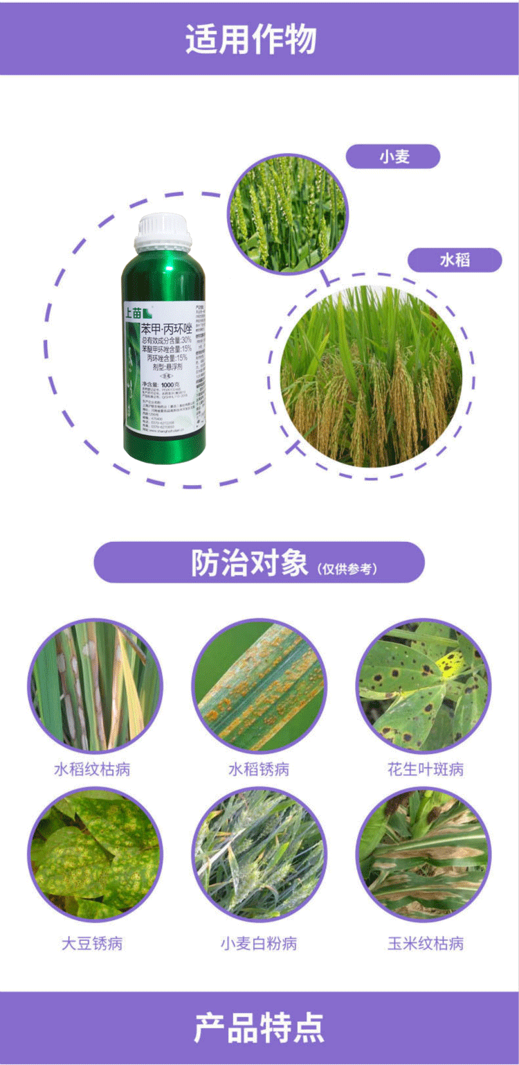 滬聯植保 上苗 30%苯甲丙環唑 苯甲丙環銼 苯醚甲環唑丙環唑 水稻