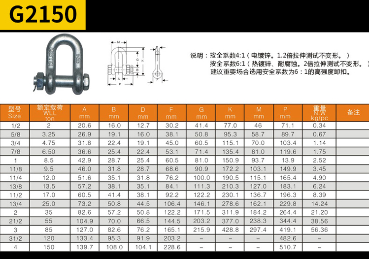 卡環卡扣美標弓形吊鉤d型卸扣高強度u型吊耳安全吊裝配件起重工具 d型