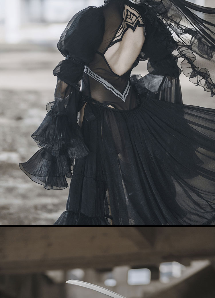 现货次元电台 尼尔机械纪元2b花嫁cosplay小姐姐黑白婚纱服装全套