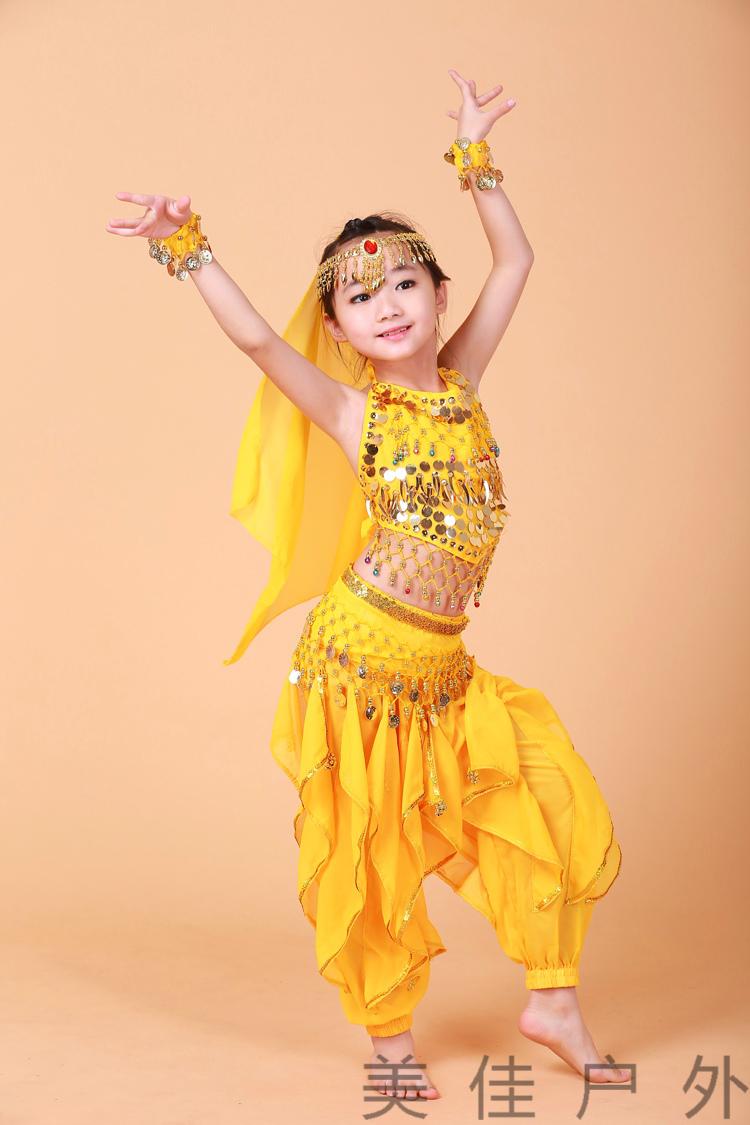 儿童肚皮舞服2020新款印度舞蹈服女童肚皮舞演出服装少幼儿新疆短袖