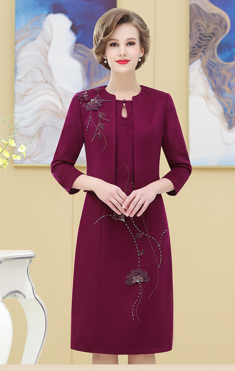 婆婆装婚礼服 喜妈妈结婚新娘妈妈礼服冬季2020新品套装年轻喜婚礼