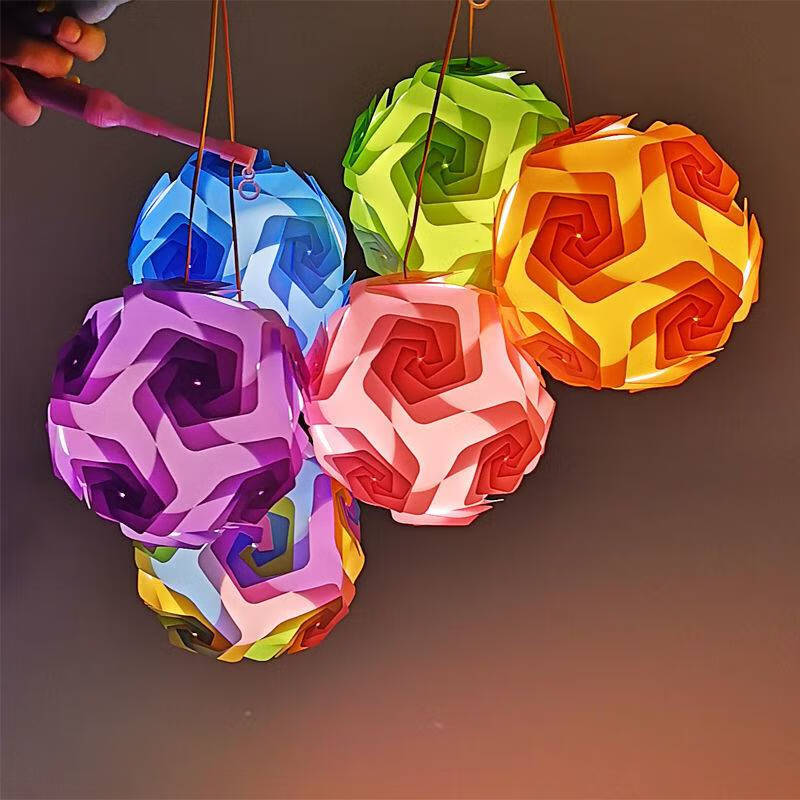 中秋防水灯笼儿童diy手提宵led花灯网红益智iq拼装手工制作材料nq