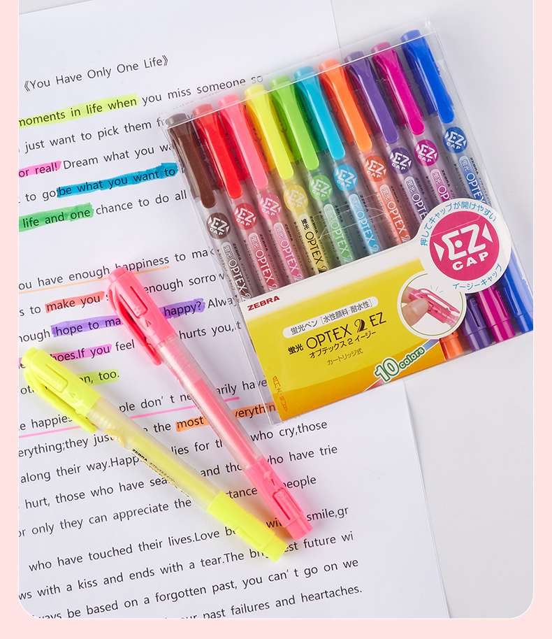 斑马日本zebra斑马易趣荧光笔wkt11学生用标记笔糖果色记号笔套装彩色