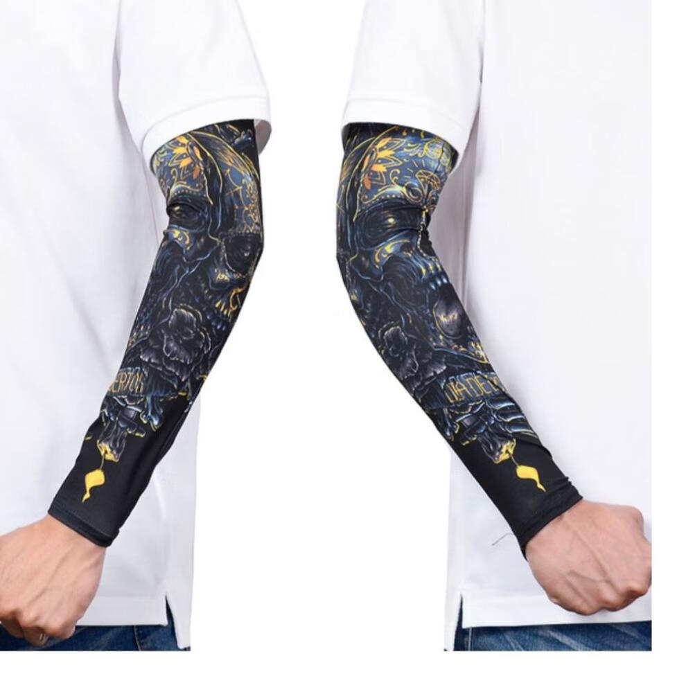 迪芙熙 男士防嗮袖套冰袖男ins潮流纹身冰丝护手臂套袖子夏天防嗮花臂