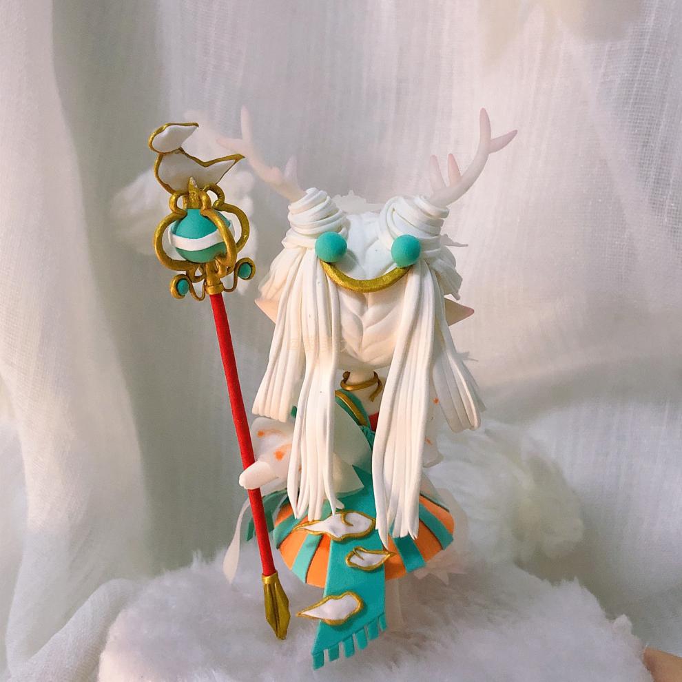 王者荣耀遇见神鹿瑶妹q版黏土手办摆件瑶妹手办送女友礼物 原木底座