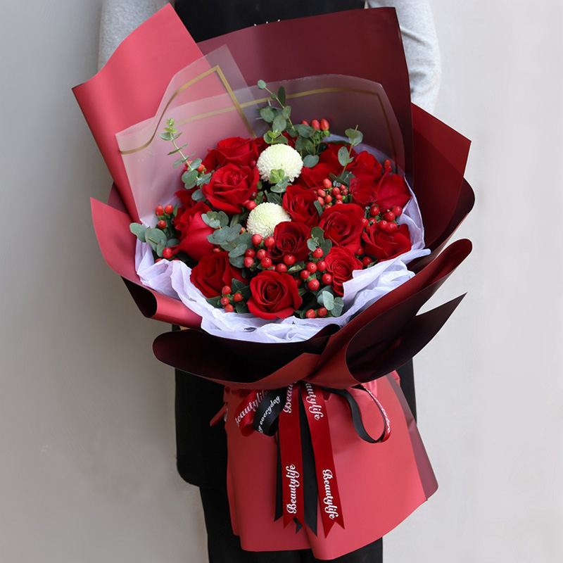 元旦节鲜花同城配送韩式粉玫瑰混搭花束生日纪念日礼物送女友闺蜜武汉