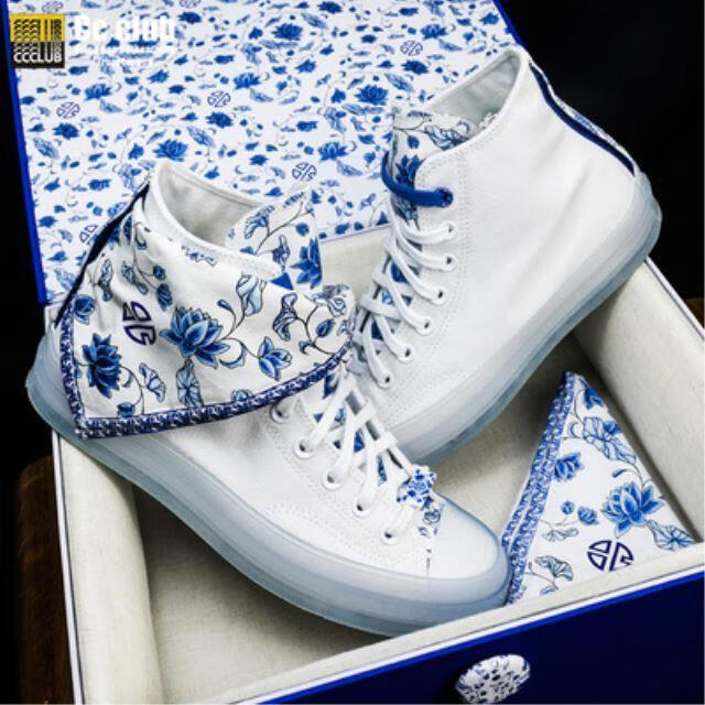 日系chuck 1970s 张艺兴联名青花瓷方巾帆布板鞋 170624c 【国内k仓】