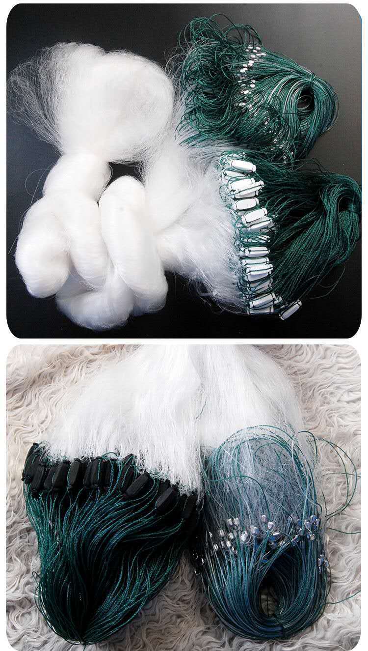 渔网丝网三层沉网挂子加粗捕鱼网鲫鱼鲢鱼100米绿丝三层沉网3米高6指