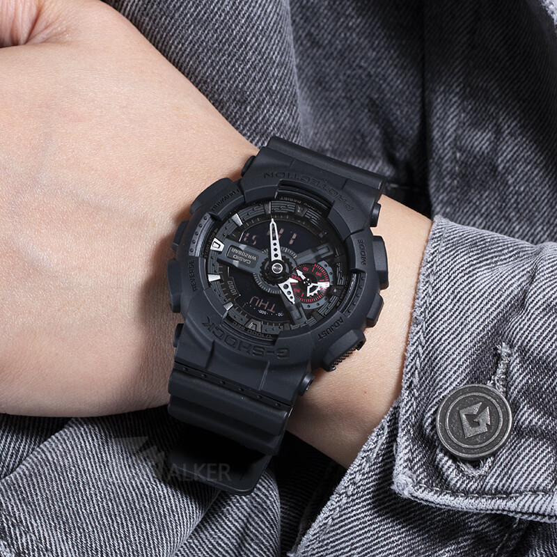 casio卡西欧 海外代购g-shock电子表ga-110-1b时尚运动防水手表男 110