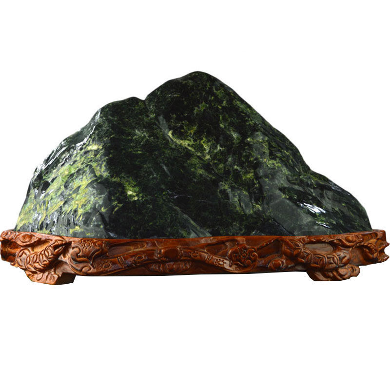 泰山石敢当泰山墨玉泰山玉客厅摆件平安带底座泰山玉平安玉 y15379