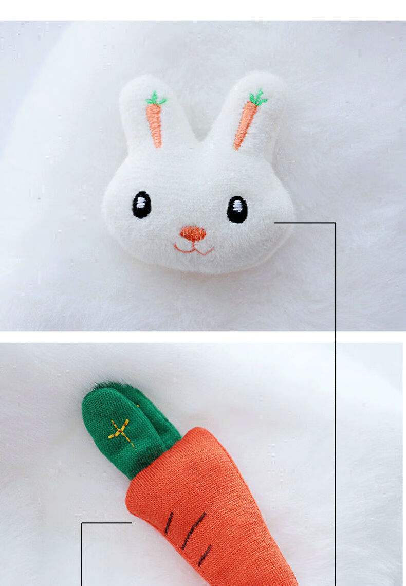 儿童围巾女冬季女宝宝可爱卡通兔子毛绒围脖韩版加厚保暖脖套 红色