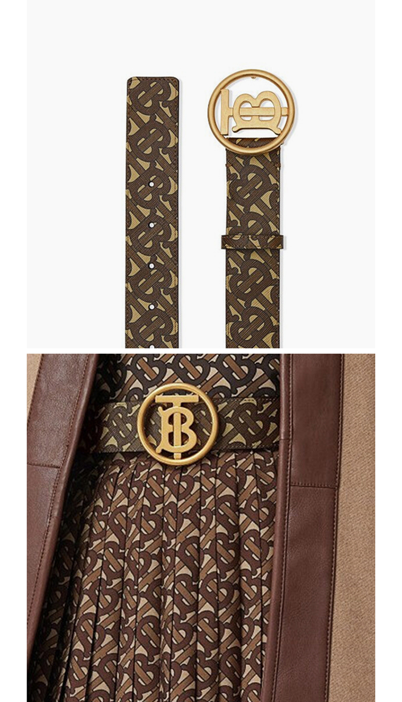 burberry/博柏利 腰带21春夏新款monogram女士棕色tb标识帆布板扣皮带