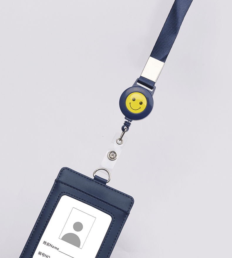 真皮工作证卡套双卡位工作牌伸缩工牌挂牌吊牌员工导游证挂脖工卡胸牌