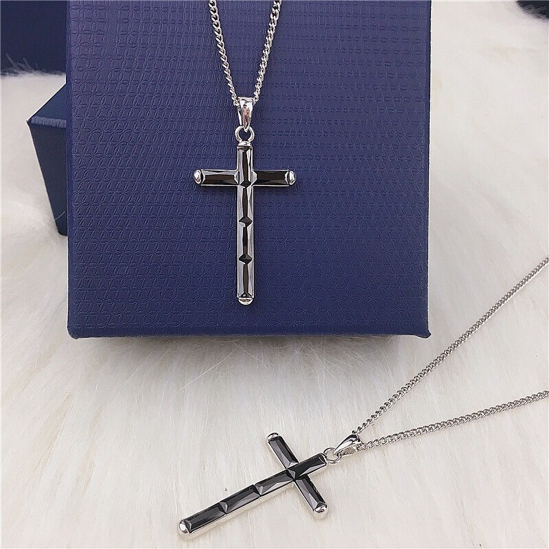 swarovski施华洛世奇黑色镂空十字架项链男士礼物bengalcross项链黑色