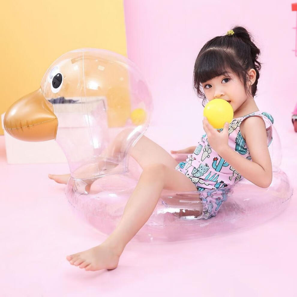 透明鸭子坐圈2-10岁儿童游泳圈加厚婴幼儿小孩充气腋下圈男女孩 网红