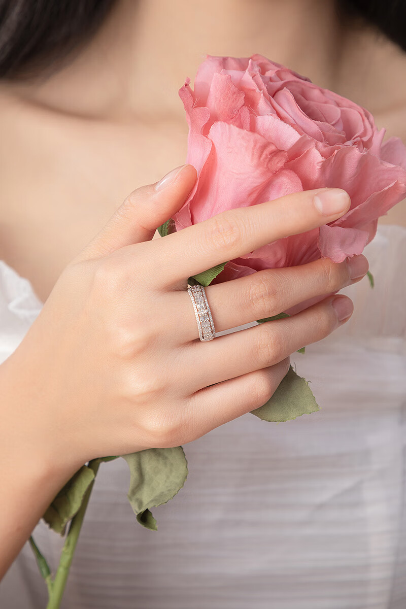 fft镶38分天然钻石戒指 马眼真钻石排戒指环时尚婚戒钻戒 f-g/优白 20