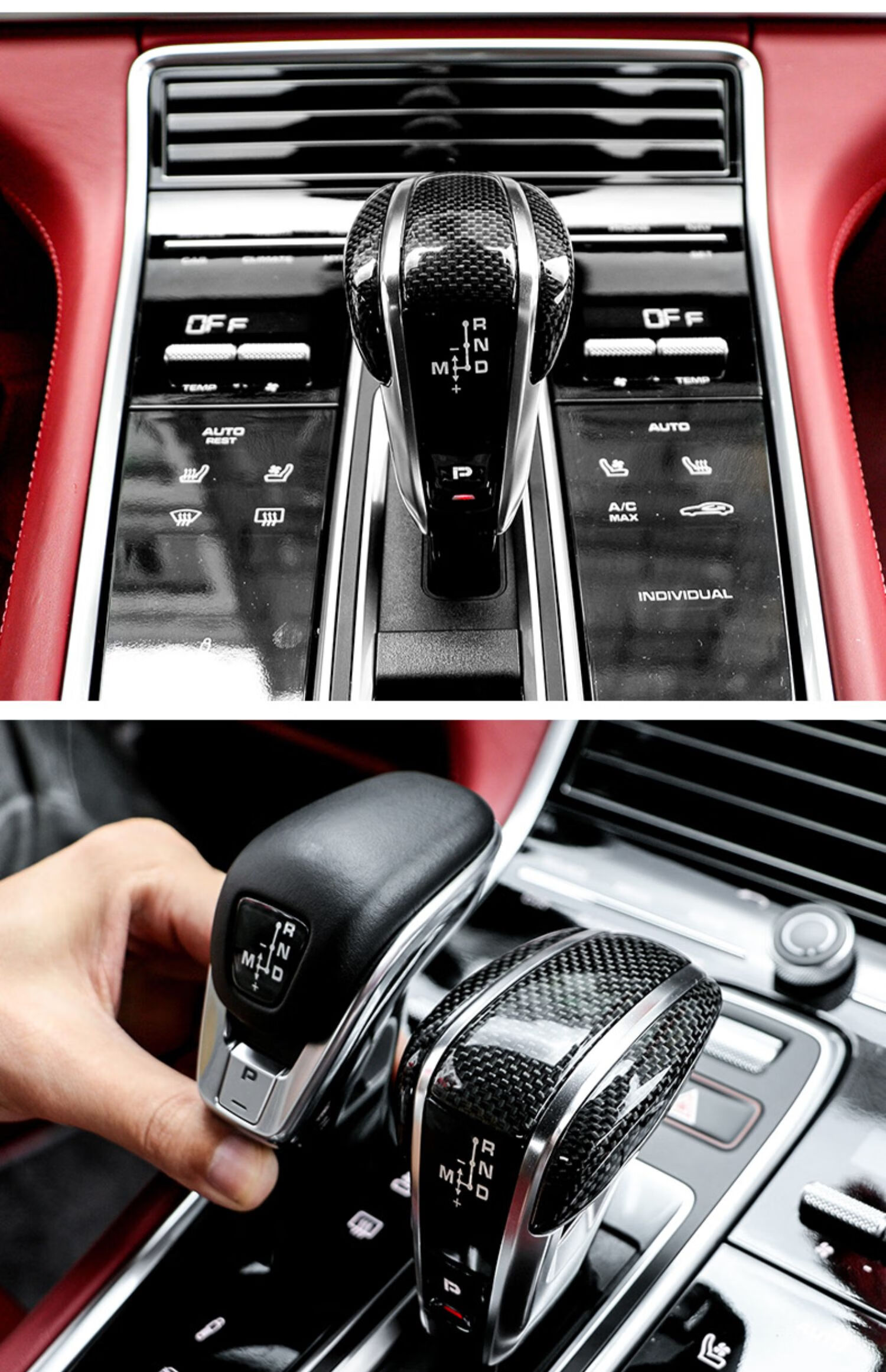 新款专用于保时捷新卡宴panamera971排挡杆改装饰内饰碳纤维飞机档把