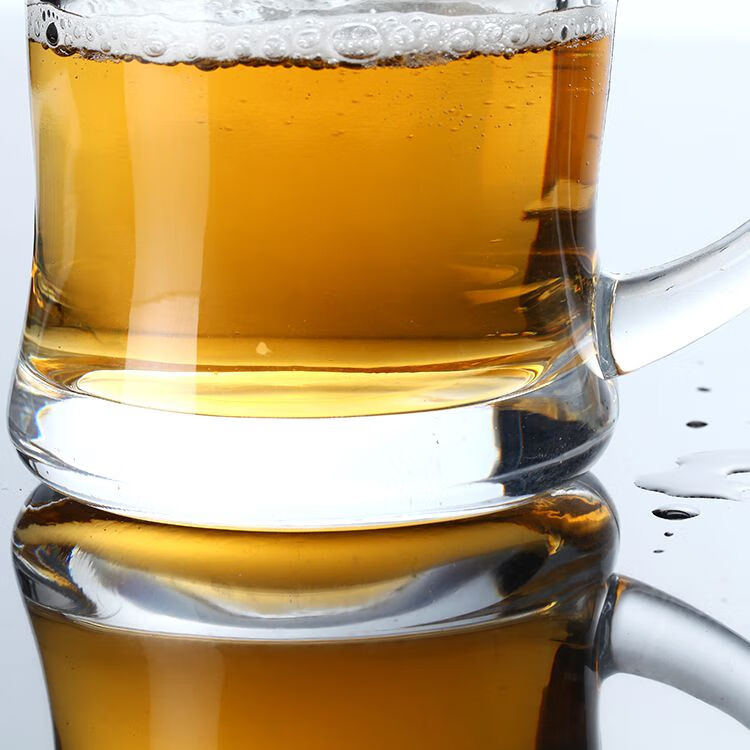 带把大容量啤酒杯玻璃扎杯菠萝杯奶茶杯玻璃杯茶饮杯家用把杯 大菠萝