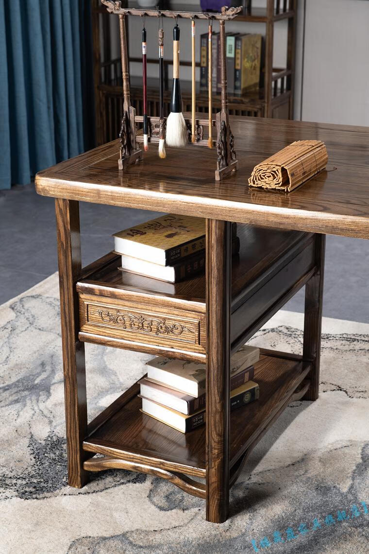 桌南榆木画案书画桌写字绘画台中式简约书桌书房1米6单桌1608080否