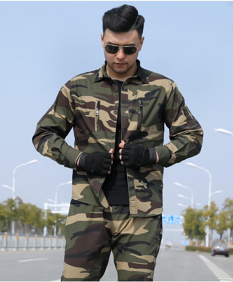 军迷纯棉作训服耐磨劳保工作服军训工装军迷服饰 黄迷彩(上衣 裤子)